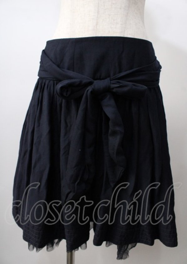 画像1: Jane Marple / リボンタックスカート  紺 Y-25-07-18-149-JM-SK-SZ-ZT375 (1)