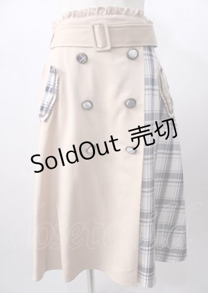 画像: axes femme / パッチワークトレンチスカート  ベージュ Y-25-07-18-152-AX-SK-SZ-ZY