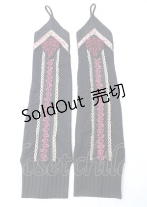 画像: Ozz On / 刺繍入りアームカバー  黒 Y-25-07-18-019-OO-ZA-SZ-ZT