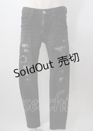 画像: NO ID. BLACK / パンツ.ストレッチデニムダメージスキニー 1 ブラック Y-25-07-18-157-PU-PA-YM-ZY