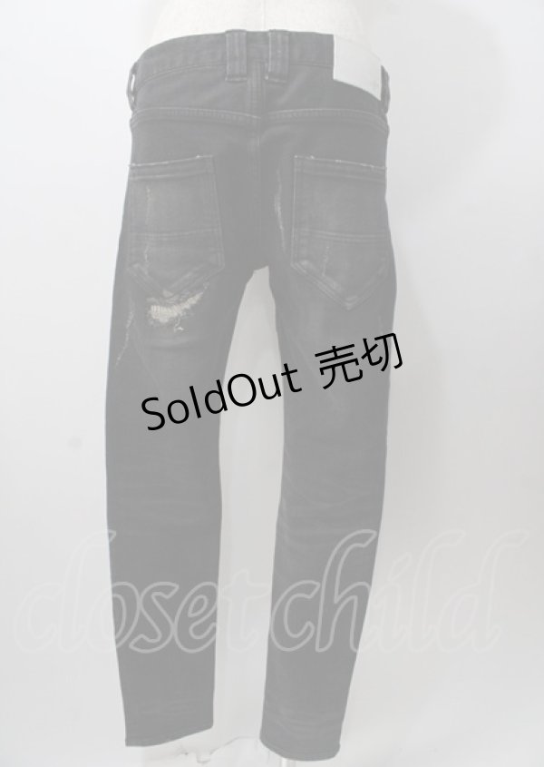 画像2: NO ID. BLACK / パンツ.ストレッチデニムダメージスキニー 1 ブラック Y-25-07-18-157-PU-PA-YM-ZY (2)