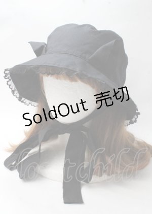 画像: HERHUM / ひょっこりお耳のバケットハット  黒 Y-25-07-18-028-GO-AC-SZ-ZY