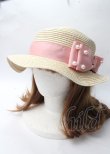 画像1: m petit by misako / リボンカンカン帽  ベージュ Y-25-07-18-029-LO-AC-SZ-ZT-K011 (1)