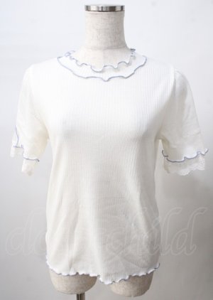 画像: axes femme / バイカラーメロー袖レースプルオーバー  白 Y-25-07-18-037-AX-TO-SZ-ZY