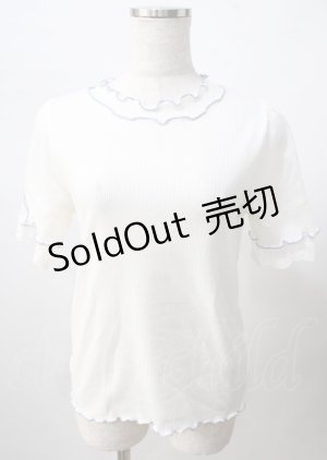 画像: axes femme / バイカラーメロー袖レースプルオーバー  白 Y-25-07-18-037-AX-TO-SZ-ZY