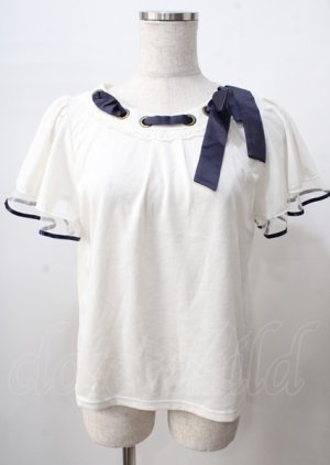 画像: axes femme POETIQUE / ネックリボンデザインカットソー  白 Y-25-07-18-040-AX-TO-SZ-ZY