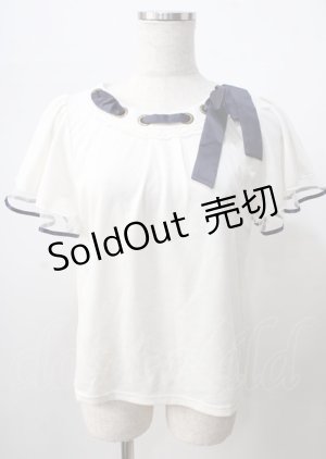 画像: axes femme POETIQUE / ネックリボンデザインカットソー  白 Y-25-07-18-040-AX-TO-SZ-ZY