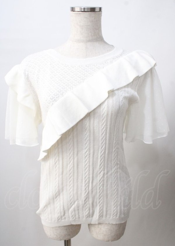 画像1: axes femme / チュール袖ニット  白 Y-25-07-18-041-AX-TO-SZ-ZT300 (1)
