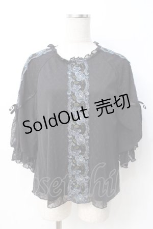画像: axes femme / 花レースボリュームパフ袖プルオーバー  黒 Y-25-07-21-035-AX-TO-SZ-ZY
