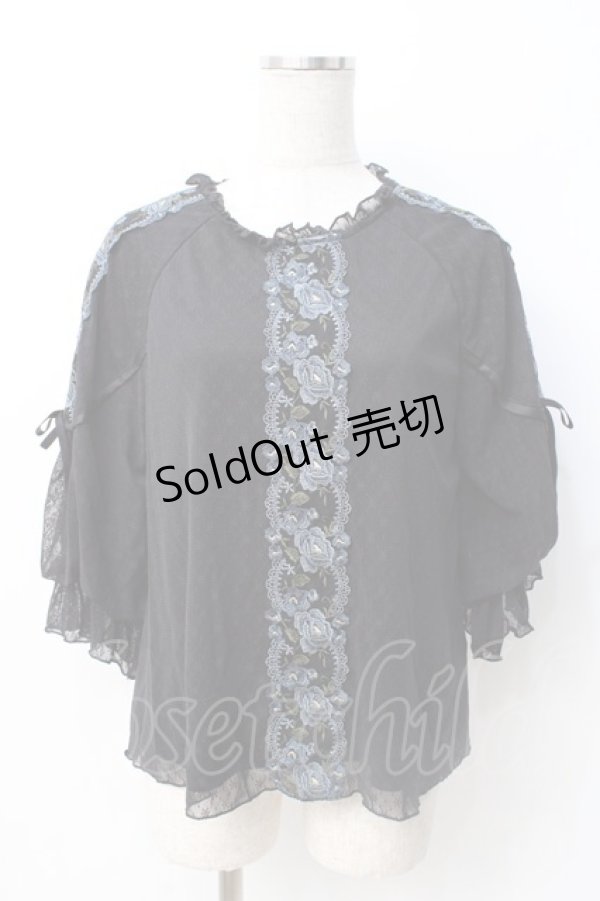 画像1: axes femme / 花レースボリュームパフ袖プルオーバー  黒 Y-25-07-21-035-AX-TO-SZ-ZY (1)
