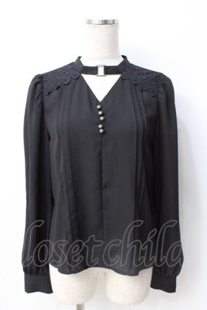 画像: axes femme POETIQUE / チョーカーデザインブラウス M 黒 Y-25-07-21-037-AX-BL-SZ-ZY
