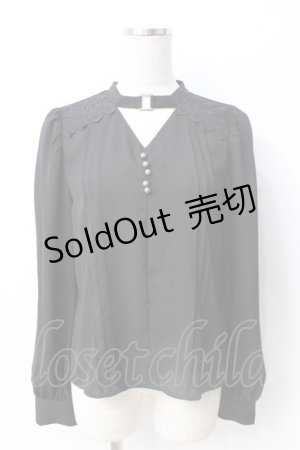 画像: axes femme POETIQUE / チョーカーデザインブラウス M 黒 Y-25-07-21-037-AX-BL-SZ-ZT052