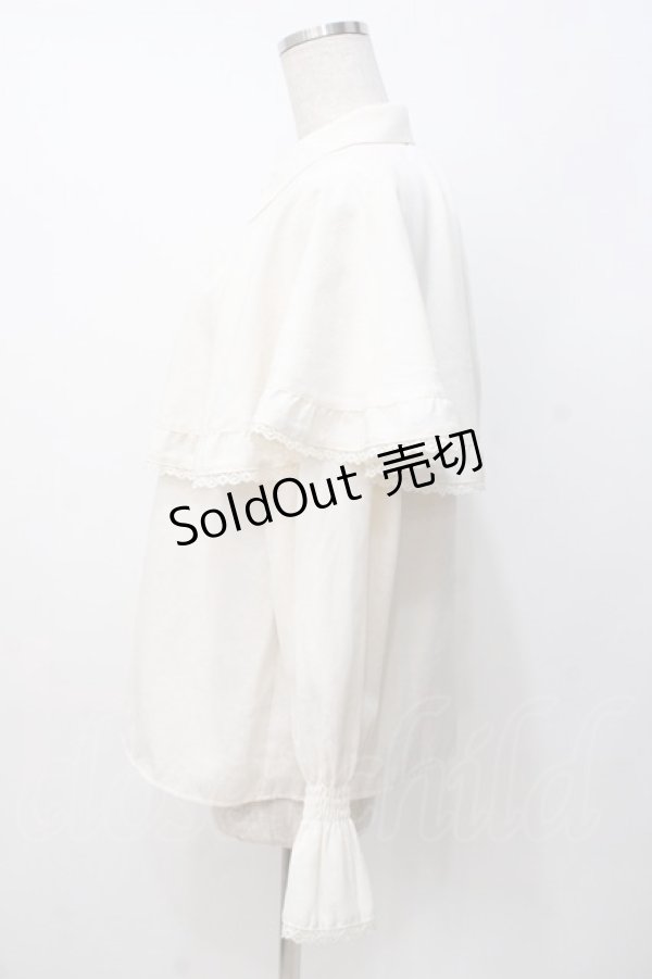 画像2: axes femme / ジャカードケープブラウス  オフ Y-25-07-21-039-AX-BL-AS-ZT525 (2)