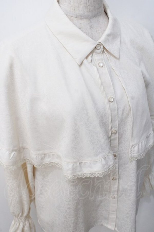 画像4: axes femme / ジャカードケープブラウス  オフ Y-25-07-21-039-AX-BL-AS-ZY (4)