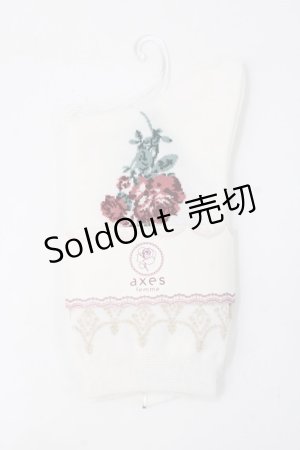画像: axes femme / ローズ＆レース柄ソックス  白 Y-25-07-21-008-AX-ZA-AS-ZY