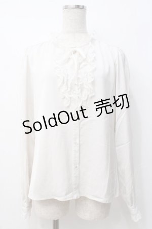 画像: Fi.n.t / タイ付きレースフリルブラウス  白 Y-25-07-21-051-CA-BL-SZ-ZY