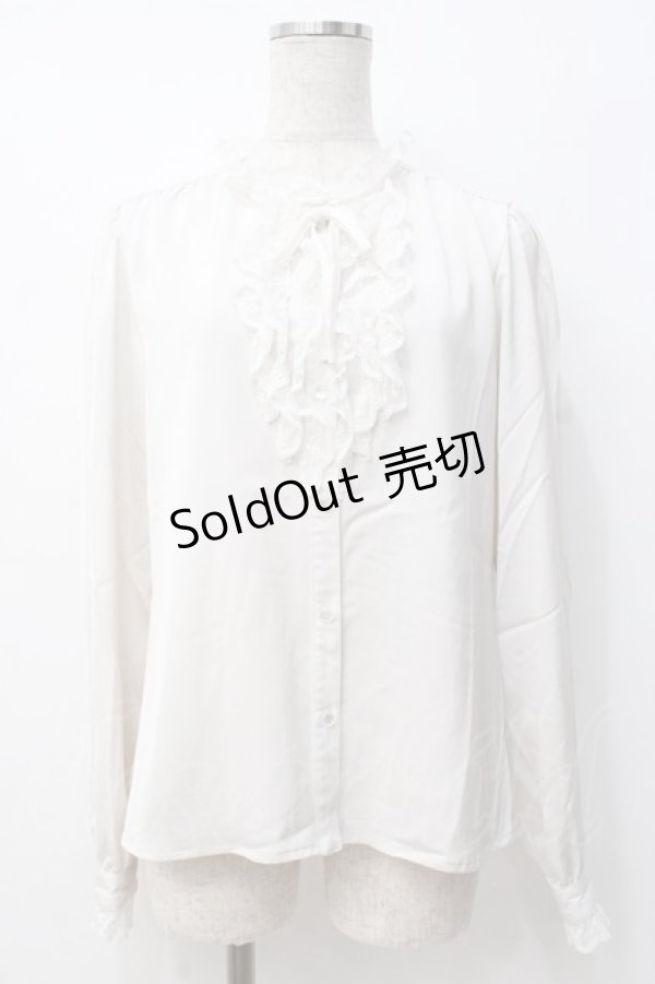 画像1: Fi.n.t / タイ付きレースフリルブラウス  白 Y-25-07-21-051-CA-BL-SZ-ZY (1)