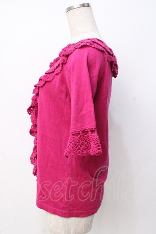 画像2: ALGONQUINS / ニットフリルカーデ  ピンク Y-25-07-21-071-AL-TO-SZ-ZT217 (2)