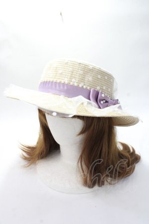 画像: axes femme / ドットチュールカンカン帽  ベージュ Y-25-07-21-014-AX-AC-AS-ZY
