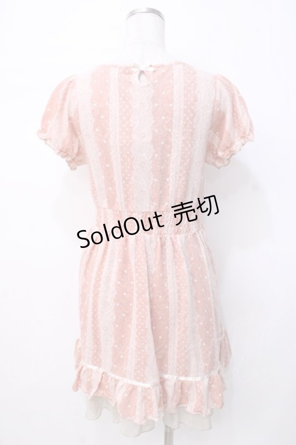 画像3: axes femme / レースストライプワンピース M 淡ピンク Y-25-07-21-094-AX-OP-SZ-ZI (3)