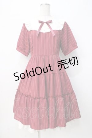 画像: axes femme / リボンブローチティアードワンピース F ワイン Y-25-07-21-097-AX-OP-SZ-ZY