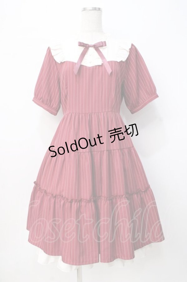 画像1: axes femme / リボンブローチティアードワンピース F ワイン Y-25-07-21-097-AX-OP-SZ-ZY (1)