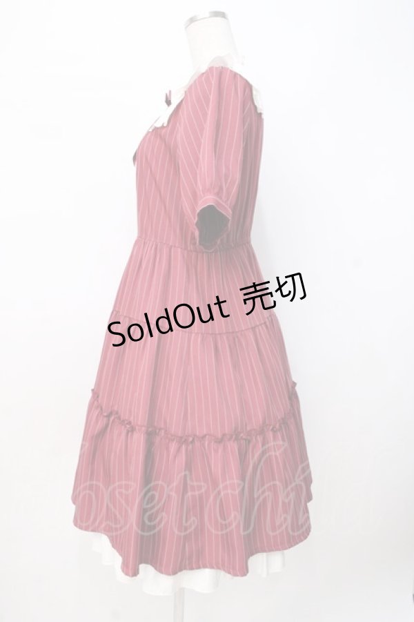画像2: axes femme / リボンブローチティアードワンピース F ワイン Y-25-07-21-097-AX-OP-SZ-ZY (2)
