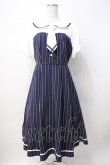 画像1: axes femme POETIQUE / ストライプドッキングワンピース M 紺 Y-25-07-21-098-AX-OP-SZ-ZI (1)