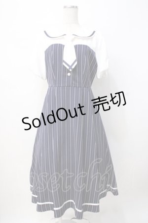 画像: axes femme POETIQUE / ストライプドッキングワンピース M 紺 Y-25-07-21-098-AX-OP-SZ-ZI
