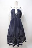 画像2: axes femme POETIQUE / ストライプドッキングワンピース M 紺 Y-25-07-21-098-AX-OP-SZ-ZI (2)