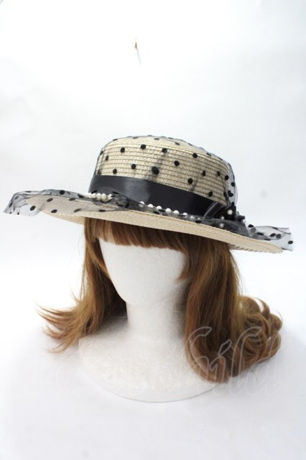 画像1: axes femme / ドットチュールカンカン帽  ベージュ Y-25-07-21-015-AX-AC-AS-ZT500 (1)