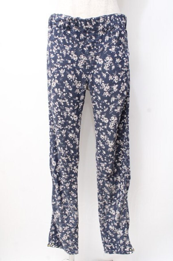 画像1: axes femme / 花柄レギンス  紺 Y-25-07-21-114-AX-PA-SZ-ZI (1)