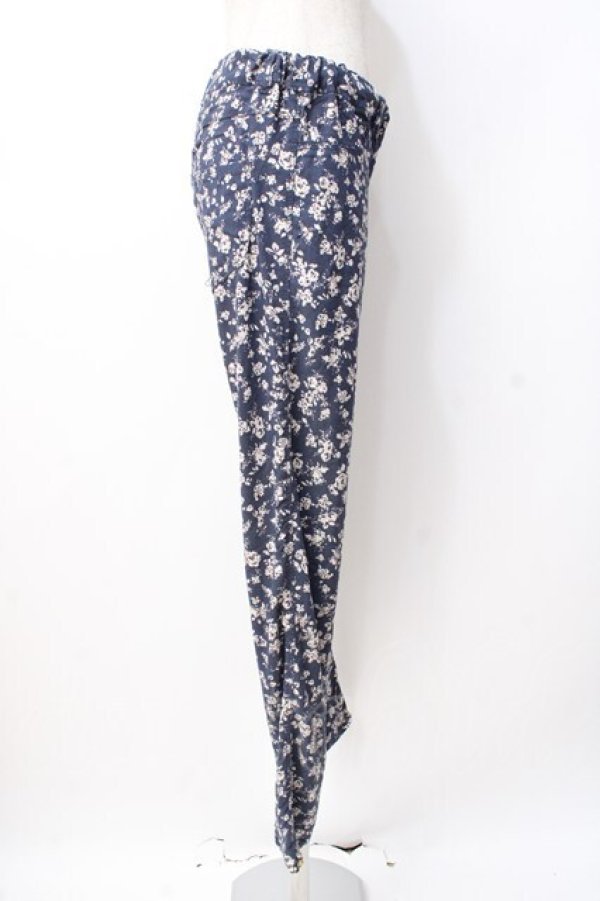 画像2: axes femme / 花柄レギンス  紺 Y-25-07-21-114-AX-PA-SZ-ZI (2)