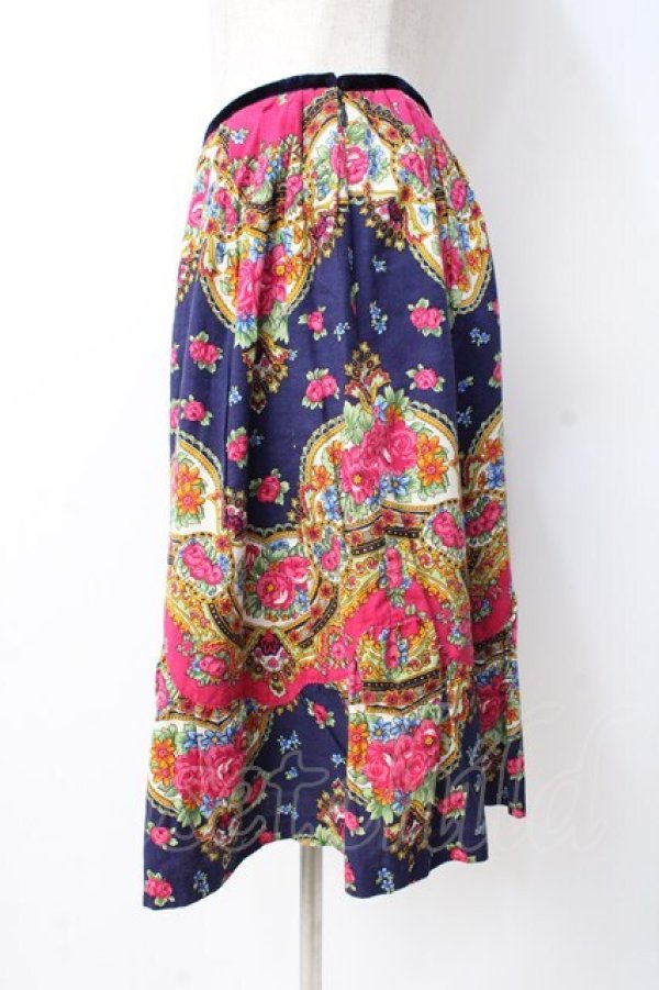 画像2: Jane Marple / 総柄切替スカート  ネイビー Y-25-07-21-116-JM-SK-SZ-ZT512 (2)