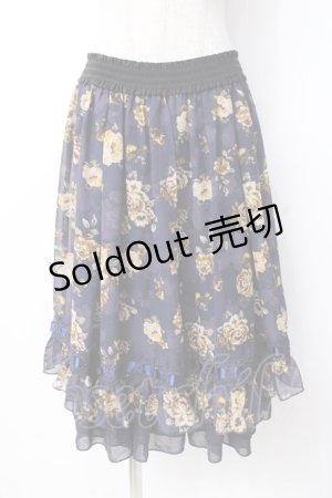 画像: axes femme / ローズプリントスカート  紺 Y-25-07-21-123-AX-SK-SZ-ZY