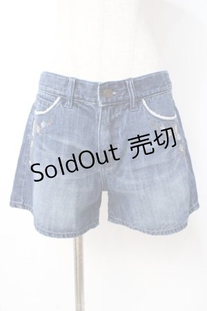 画像: axes femme / バラ刺繍デニムショートパンツ L インディゴ Y-25-07-21-131-AX-PA-SZ-ZI