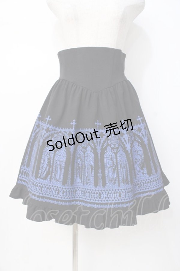 画像1: Moi-meme-Moitie / ホーリーステンドグラスプリントスカート 2 ブラック×ブルー Y-25-07-21-136-MO-SK-SZ-ZY (1)