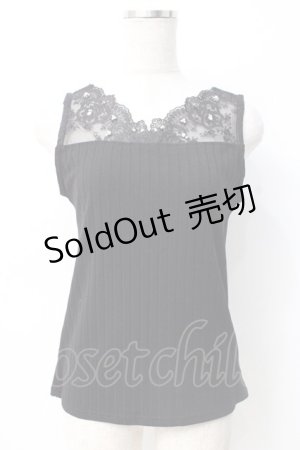 画像: axes femme / 繊細レースタンク  黒 Y-25-07-21-022-AX-TO-AS-ZY