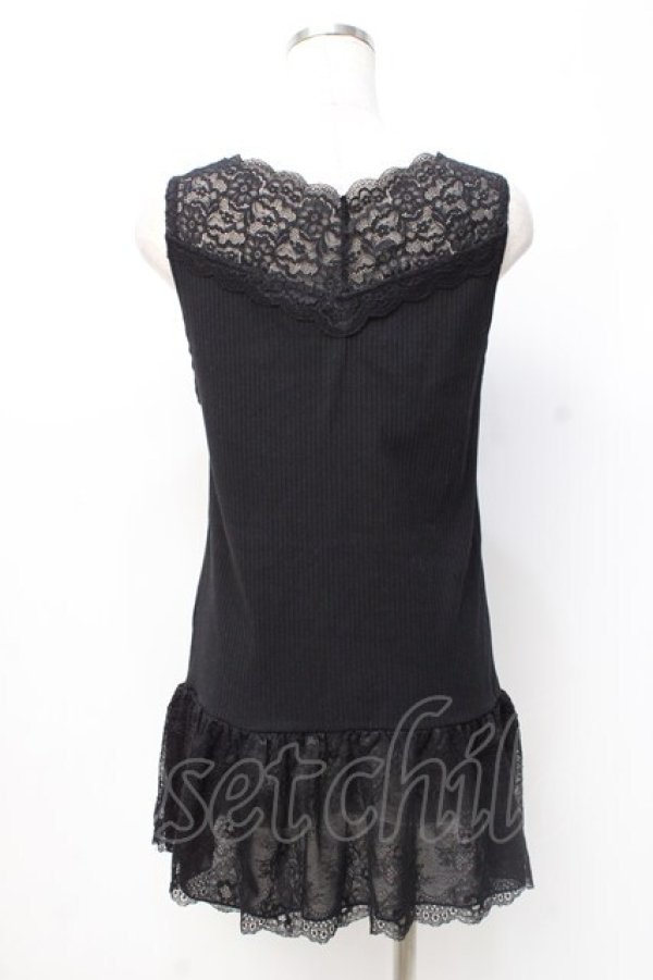 画像3: axes femme / スカラップレースロングタンク  黒 Y-25-07-21-023-AX-TO-AS-ZT014 (3)