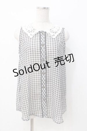 画像: axes femme / ギンガムノースリブラウス  黒 Y-25-07-21-029-AX-BL-SZ-ZY