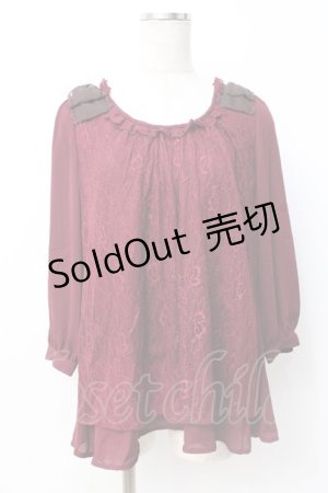 画像: axes femme / シフォンレーストップス  ワイン Y-25-07-21-030-AX-TO-SZ-ZI