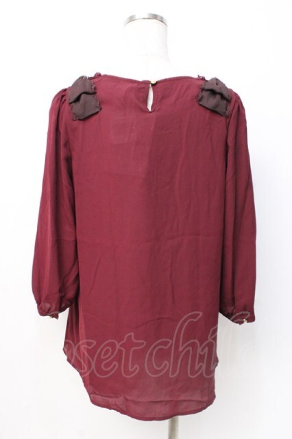 画像3: axes femme / シフォンレーストップス  ワイン Y-25-07-21-030-AX-TO-SZ-ZI (3)