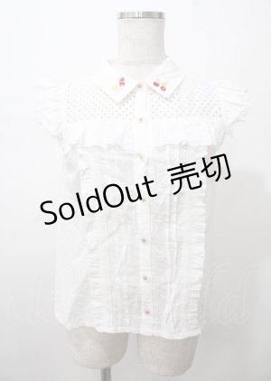 画像: LIZ LISA / チェリー刺繍ドビードットノースリーブブラウス 0 白 Y-25-07-22-054-LO-BL-SZ-ZY