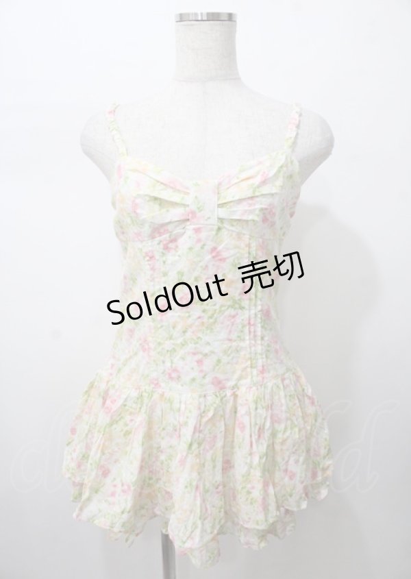 画像1: LIZ LISA / 水彩柄BIGリボンミニワンピ 0 オフ Y-25-07-22-019-LO-OP-SZ-ZT017 (1)
