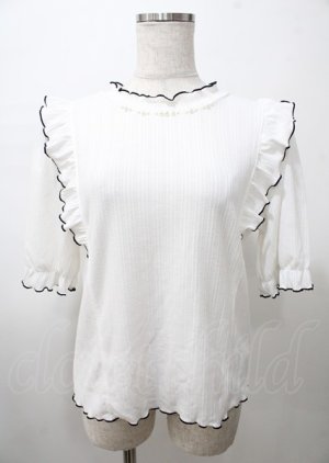 画像: axes femme / パール付きフリルトップス  白 Y-25-07-23-036-AX-TO-SZ-ZY