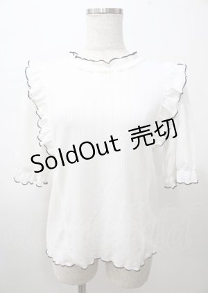 画像: axes femme / パール付きフリルトップス  白 Y-25-07-23-036-AX-TO-SZ-ZY