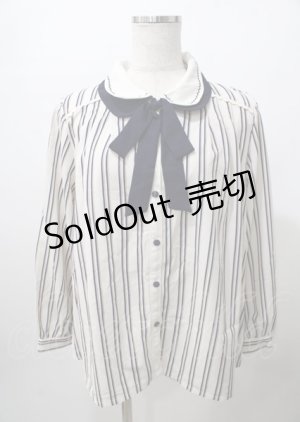 画像: axes femme POETIQUE / ダブル襟ストライプブラウス  生成り Y-25-07-23-042-AX-BL-SZ-ZI