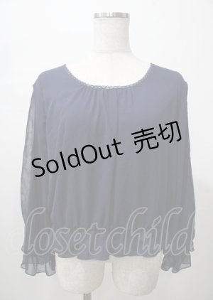 画像: axes femme / フラワープリントスリーブトップス  紺 Y-25-07-23-051-AX-TO-SZ-ZY