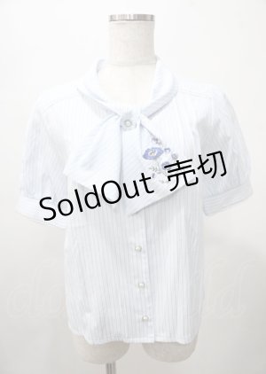 画像: axes femme / ネモフィラ刺繍リボンブラウス F サックス Y-25-07-23-054-AX-BL-SZ-ZY