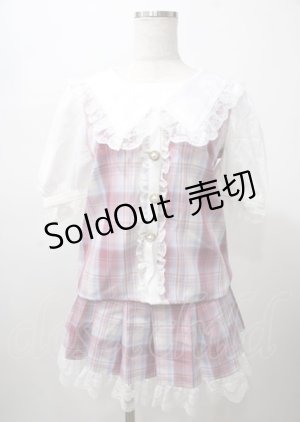 画像: Princess Melody / チェックセットアップ  ピンク Y-25-07-23-059-EL-TO-AS-ZT130